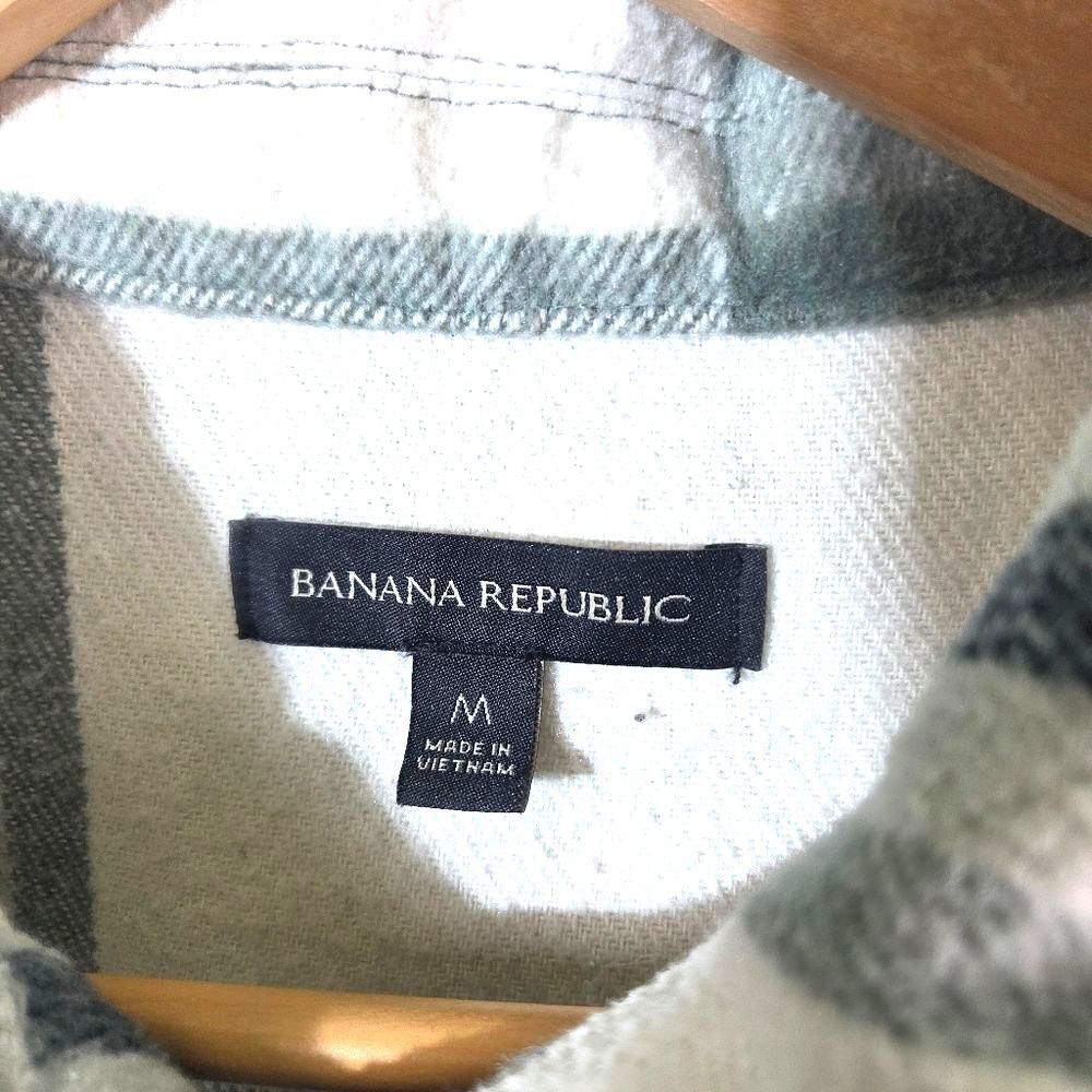 Banana Republic Green Plaid Fleece Shacket Button Up Mens Medium - Picture 11 of 12